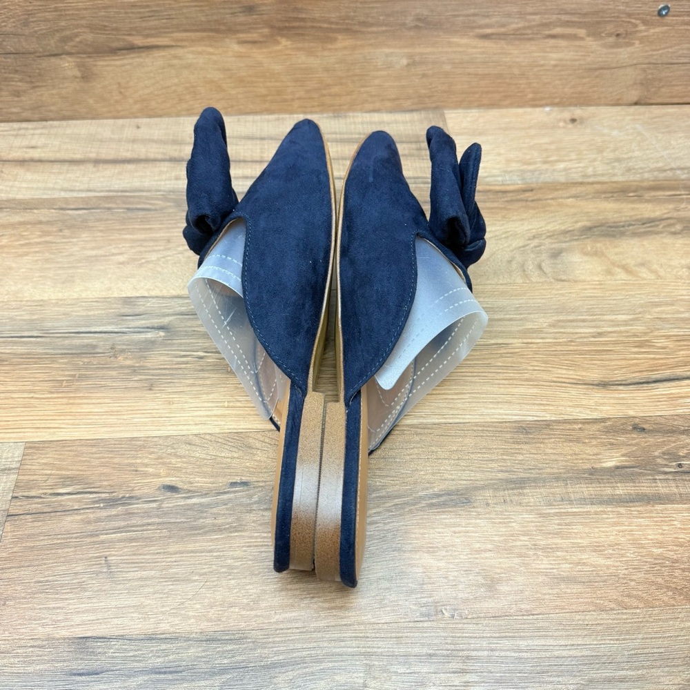 J. Crew size 7 Navy Blue Suede Bow Mules - Picture 6 of 9